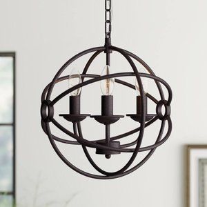 3 Light Hanging Metal Globe Fixture